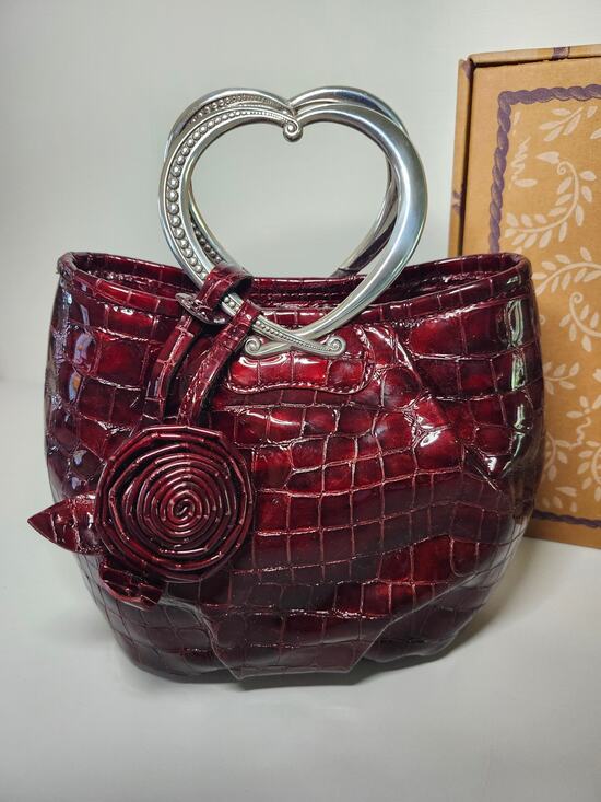 Brighton Handbags - Brighton NWOT Angelina Satchel Burgundy Leather Silver Whimsigoth Heart